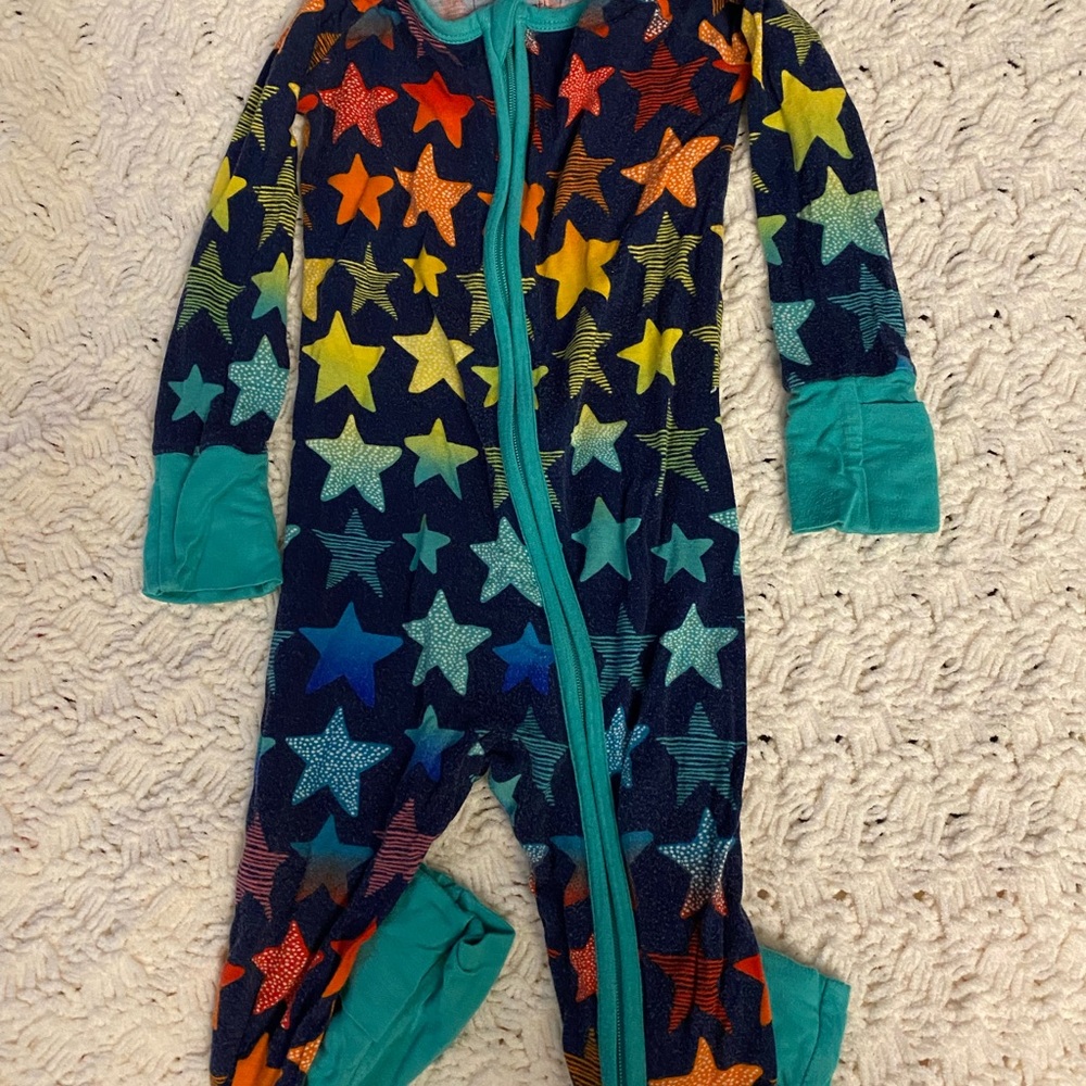 Little Sleepies Blue and Green Footies Cozy One Piece